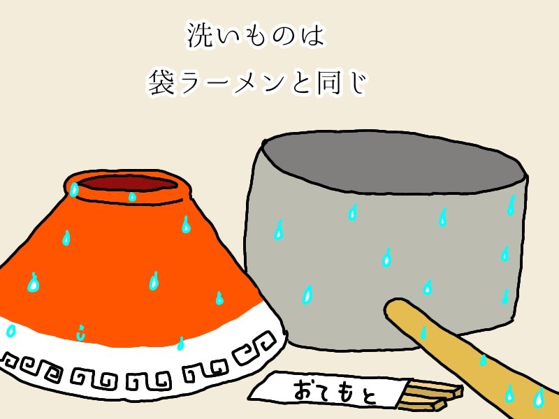 塗れた鍋とお椀のイラスト