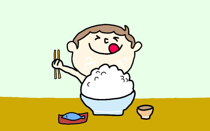 ご飯を食べる少年のイラスト