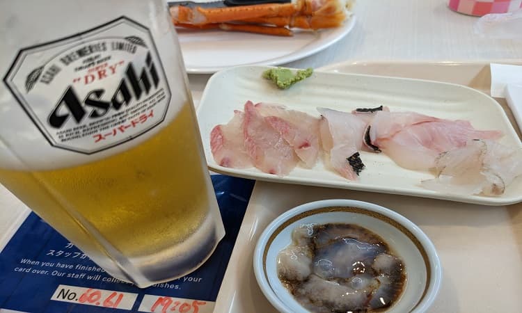 生ビールとお刺身